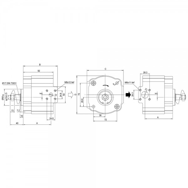 Hydraulikpumpe Unimog  403, 406, 413, 416, 417   0005537401   EIPS2-16144  IPF3-16144 IPSF3-16144 IPM-13145 PGS222013RC20